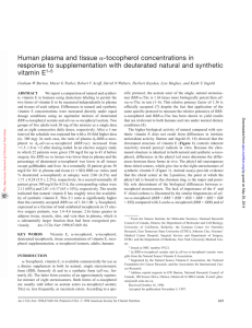 Human plasma and tissue -tocopherol - Beauty