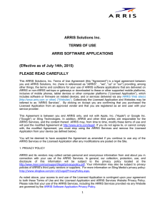 ARRIS Solutions Inc. TERMS OF USE ARRIS SOFTWARE