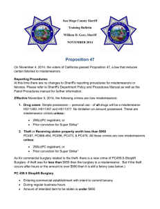 Prop 47 Training Bulletin - San Diego County Sheriff`s Department