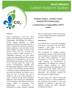 Summary Report - Product carbon footprint (PCF) pilot project A