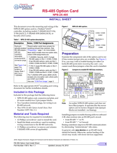 RS-485 Option Card Installation Sheet