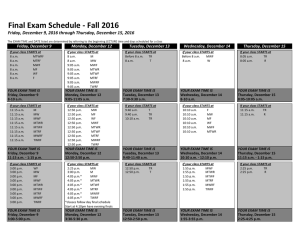 Fall 2016 Final Exam Schedule