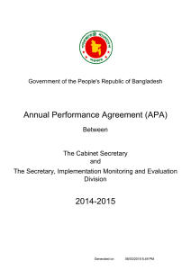 Annual Performance Agreement (APA) 2014-2015