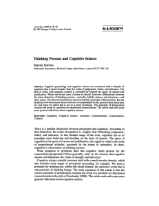 Thinking persons and cognitive science