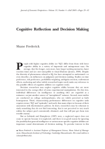 Cognitive Reflection and Decision Making