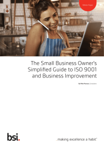 The Small Business Owner`s Simplified Guide to ISO 9001