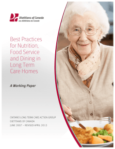 Best Practices for Nutrition, Food Service and Dining in Long Term