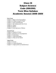 Class IX Subject Science Code (086/090) Term Wise Syllabus