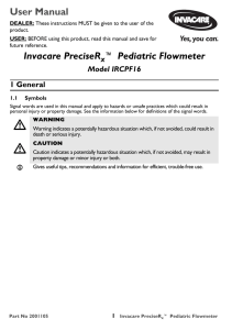 User Manual Invacare PreciseR ™ Pediatric Flowmeter