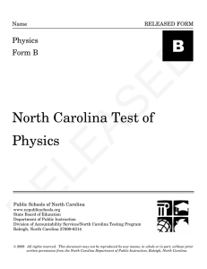North Carolina Test of Physics - North Carolina Public Schools