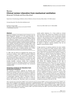 Clinical review: Liberation from mechanical ventilation | Critical