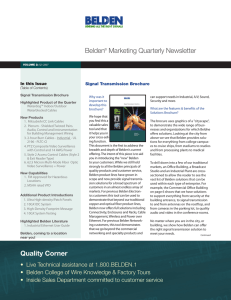 Belden® Marketing Quarterly Newsletter Quality Corner