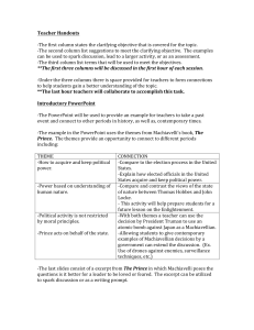 Teacher Handouts -‐The first column states the clarifying objective