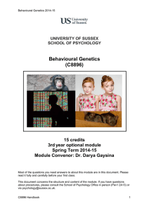 Behavioural Genetics (C8896)