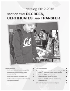 section two DEGREES, CERTIFICATES, AND TRANSFER catalog