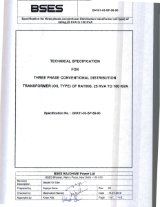 TECHNICAL SPECIFICATION FOR THREE PHASE