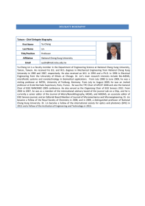 DELEGATE BIOGRAPHY Taiwan - Chief Delegate Biography First