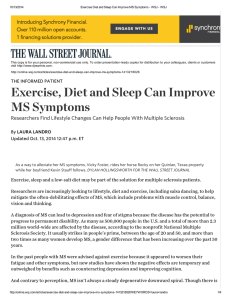 Exercise Diet and Sleep - National Multiple Sclerosis Society