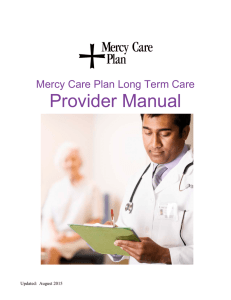 Mercy Care Plan Long Term Care MCPLTC Provider Manual August