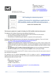 IWT funding for industrial projects Guidance Document for