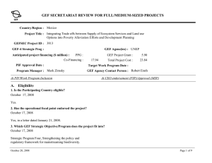 Project Review Sheet - Global Environment Facility