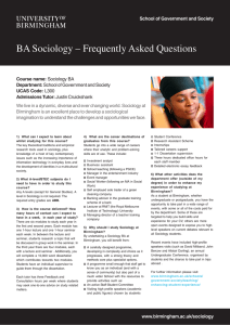 Sociology BA Frequently Asked Questions flyer
