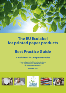 The EU Ecolabel for printed paper products Best Practice