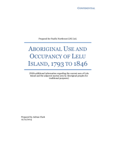 Aboriginal Use and Occupancy of Lelu Island, 1793 to 1846