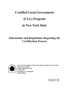 The Certified Local Government program in NYS—Certification