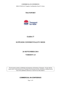 Supplier Confidentiality Deed
