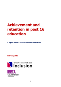 Achievement and retention in post 16 education