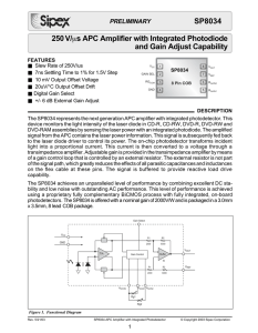 250 V/µs APC Amplifier with Integrated Photodiode and Gain