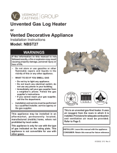 Unvented Gas Log Heater Vented Decorative Appliance