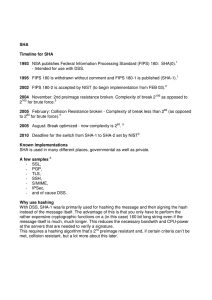 SHA Timeline for SHA 1993 NSA publishes Federal Information