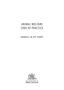 Animal Welfare Code of Practice - Animals in pet shops