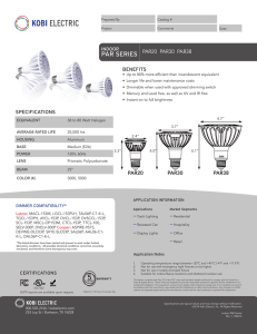 Kobi Electric LED Indoor Par Series Specifications