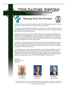 Message from the Principal - Holy Cross Catholic Secondary School