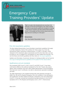 Emergency Care Training Providers` Update, 04/03/2016