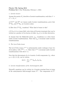 Physics 786, Spring 2012 Problem Set 1 Due Wednesday, February