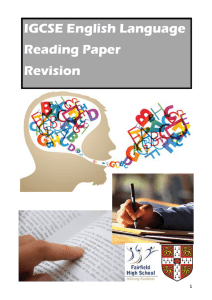 IGCSE English Language Reading Paper Revision