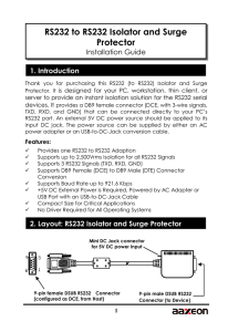 RS232 to RS232 Isolator and Surge Protector