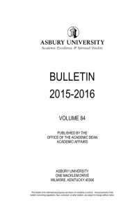 BULLETIN 2015-2016 - Asbury University