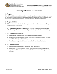 Standard Operating Procedure Course Specifications and Revisions