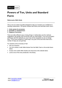Powers of Ten, Units and Standard Form