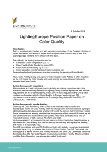 LightingEurope Position Paper on Color Quality