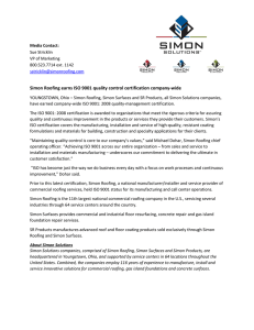 Simon Roofing earns ISO 9001 quality control certification company