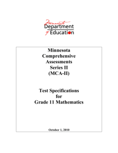 MCA-II Test Specifications: Mathematics, Grade 11