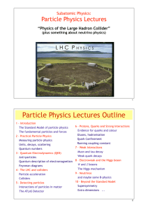 Particle Physics Lectures Outline