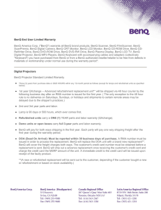 BenQ End User Limited Warranty BenQ America Corp. ("BenQ