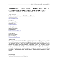 assessing teaching presence in a computer conferencing context